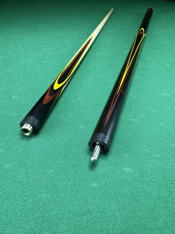 Білярдний-кий-чветокпопугайг-ебен-желтий-красний-граб-4-лучевий-напряженний-ас-2-масштабований