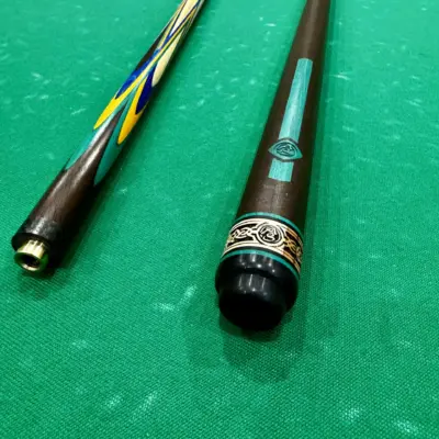 Більярдний кий: Легенда (Тюльпан) AS Чорний + зелений + жовтий + синій граб 1 частина. изображение