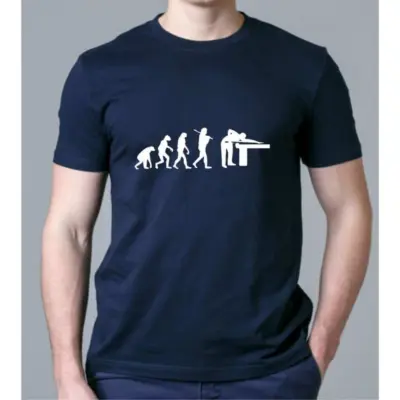 Футболка темно синяя Эволюция бильярда S изображение